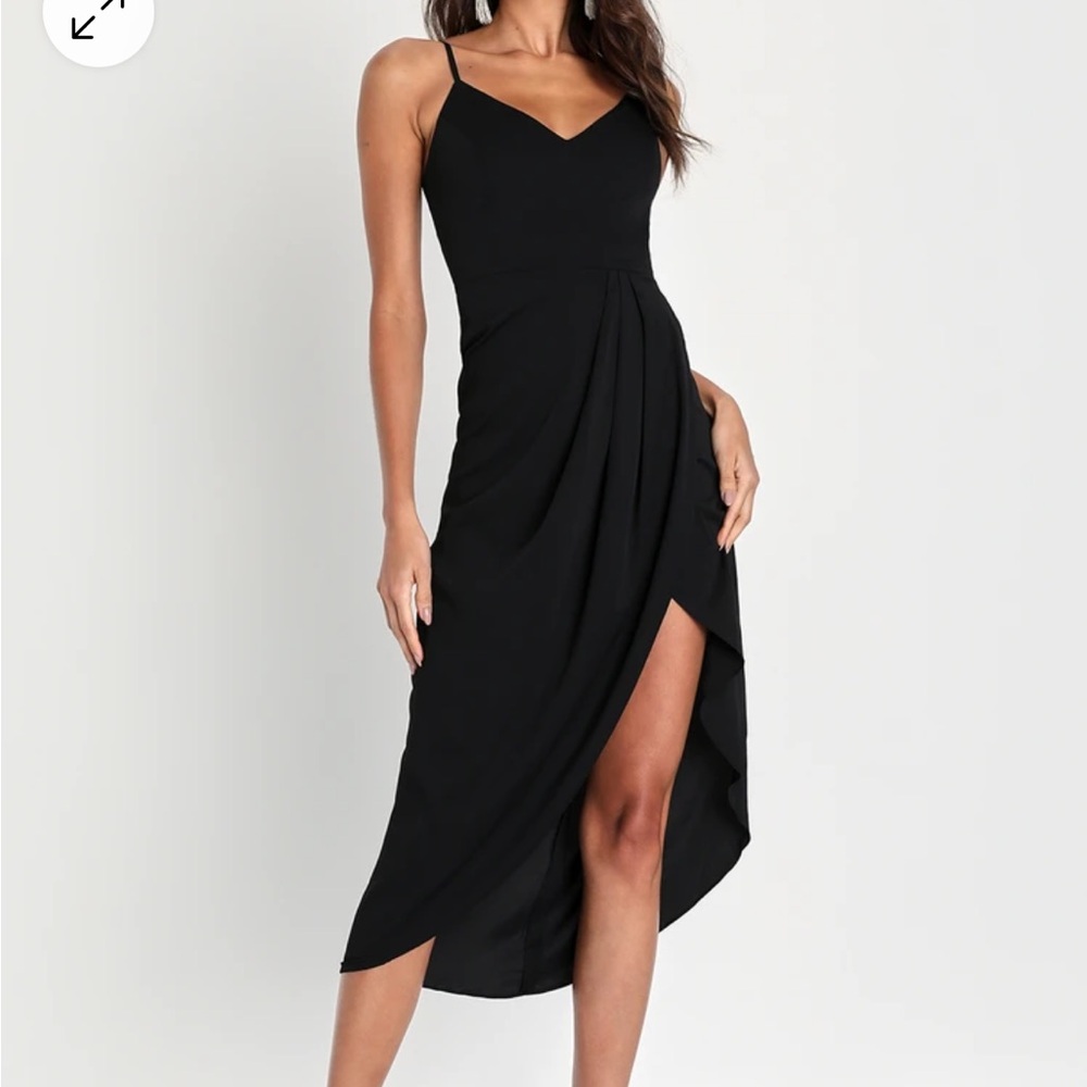 Lulu’s Reinette Black Midi Dress
